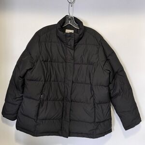 LL Bean Goose Down Puffer Jacket Women Plus 1X 1XL Black Water Repellant